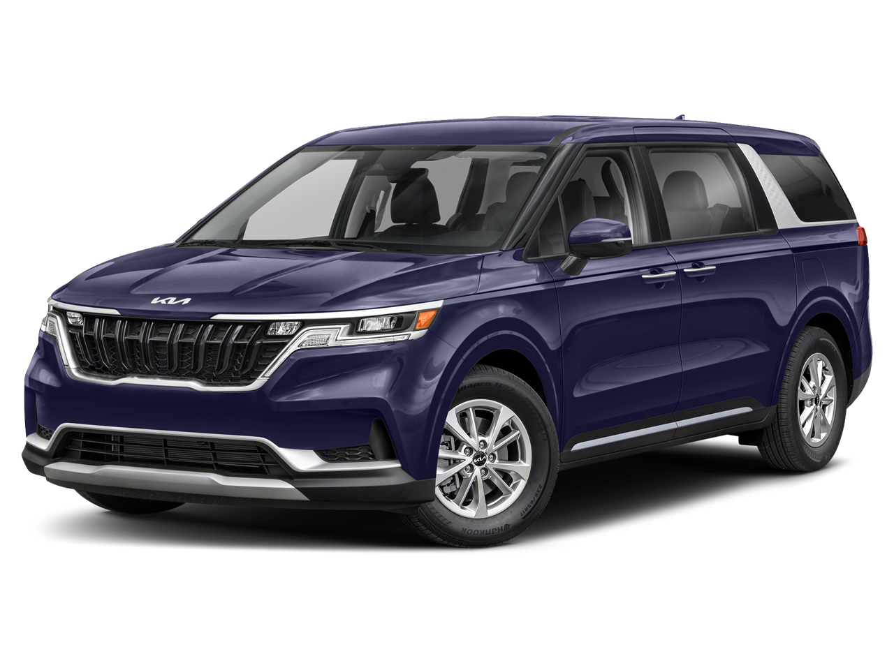 2022 Kia Carnival LXS in Deep Chroma Blue — front three-quarter view