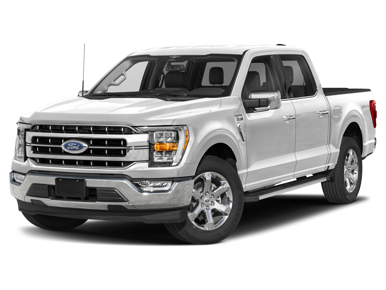 2023 Ford F-150 Lariat in Oxford White — front three-quarter view
