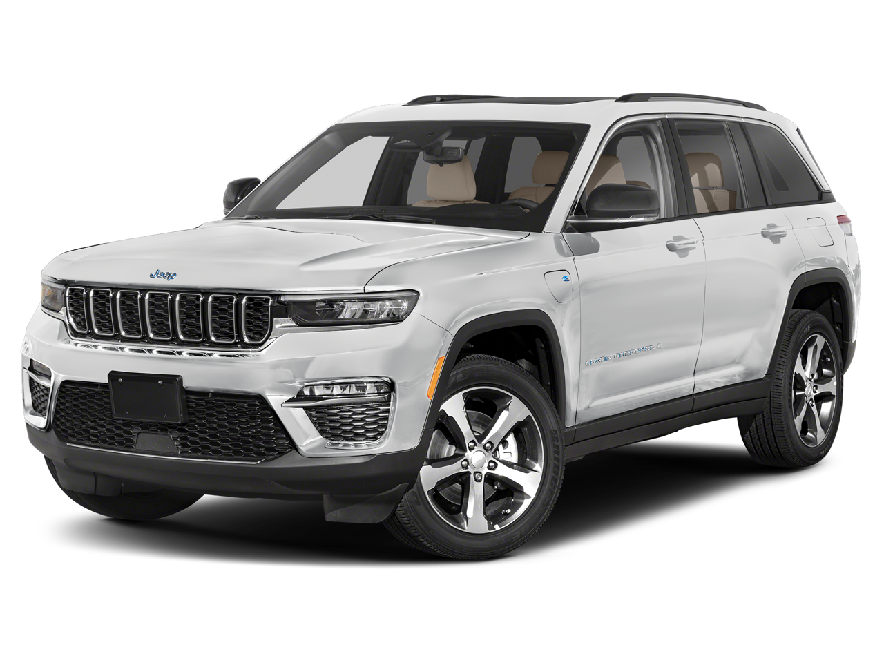 2024 Jeep Grand Cherokee 4xe in Bright White Clearcoat — front three-quarter view