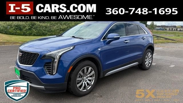 2022 Cadillac XT4 Premium Luxury in Wave Metallic — front three-quarter view