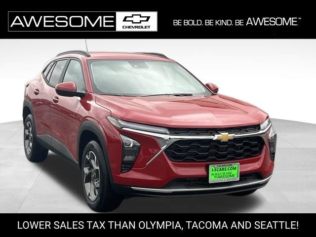 2026 Chevrolet Trax LT in Apex Red — front three-quarter view