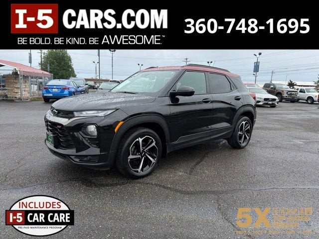 2021 Chevrolet Trailblazer RS in Black — front three-quarter view