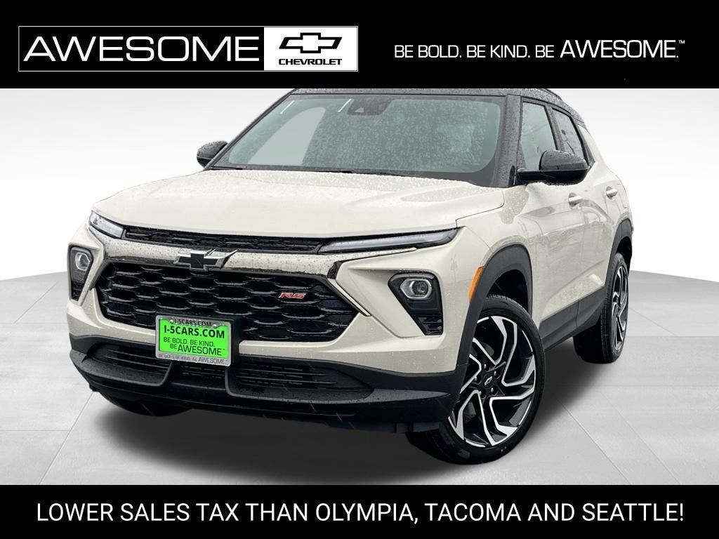 2026 Chevrolet Trailblazer RS in White Sands — front three-quarter view
