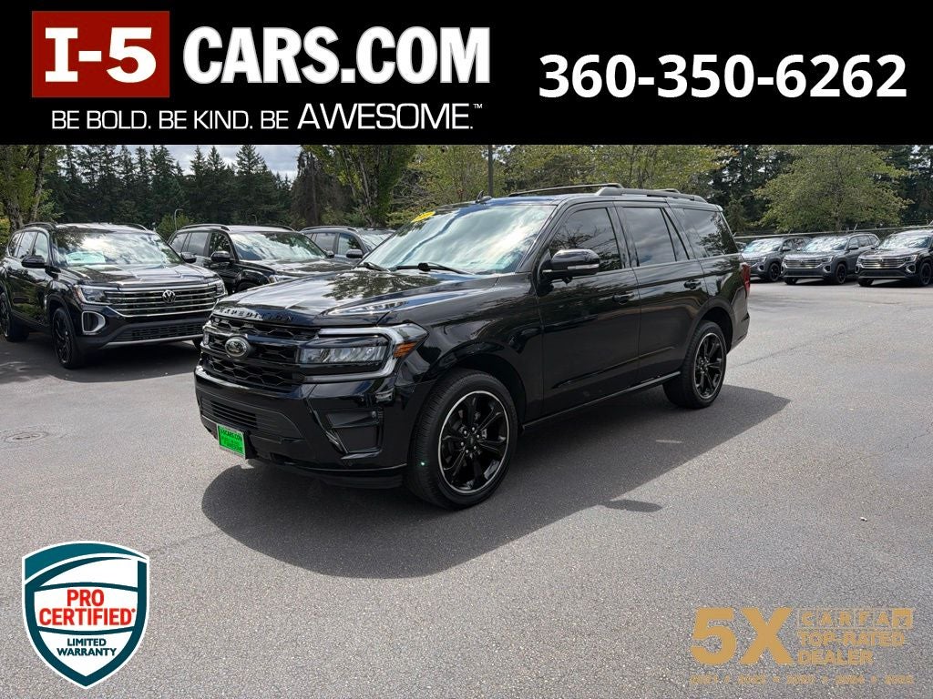2023 Ford Expedition Limited in Black Metallic — front three-quarter view