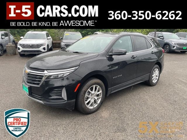 2022 Chevrolet Equinox LT in Mosaic Black Metallic — front three-quarter view