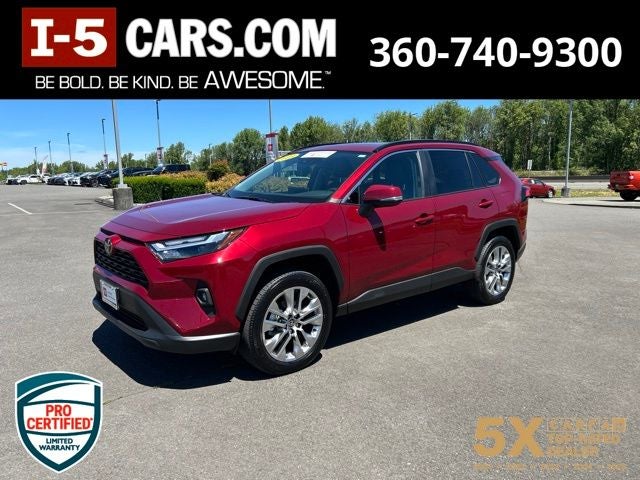 2025 Toyota RAV4 XLE Premium in Red Mc. — front three-quarter view