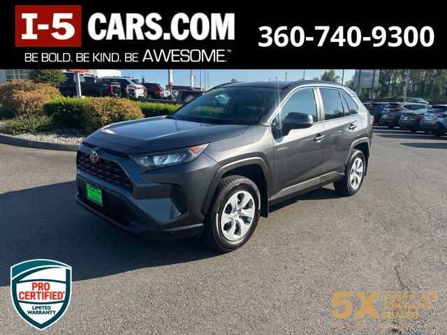 2019 Toyota RAV4 LE in Magnetic Gray Met. — front three-quarter view