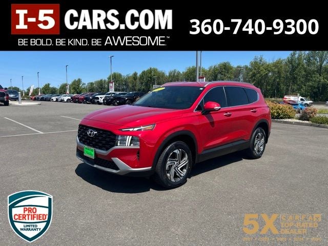 2023 Hyundai Santa Fe SEL in Calypso Red — front three-quarter view