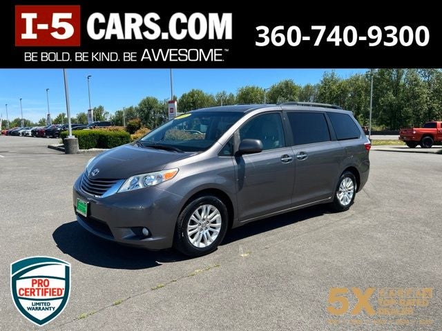 2017 Toyota Sienna XLE 8 Passenger in Predawn Gray Mica — front three-quarter view