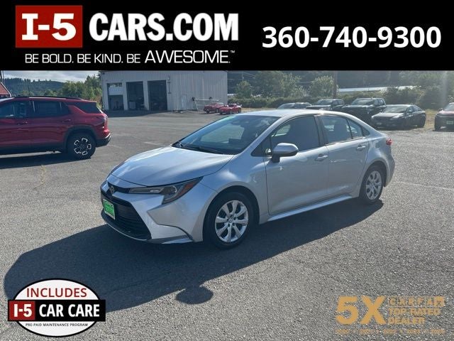 2024 Toyota Corolla LE in Classic Silver Metallic — front three-quarter view