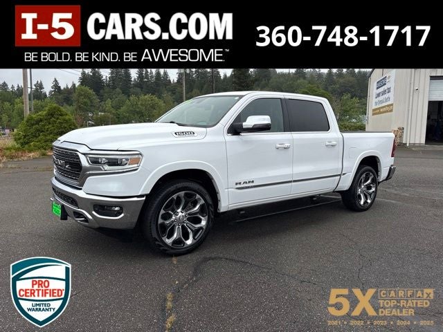 2023 RAM 1500 Limited Crew Cab 4x4 5'7' Box in Bright White Clearcoat — front three-quarter view