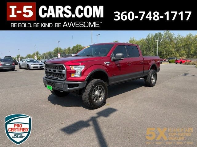 2017 Ford F-150 XLT in Ruby Red — front three-quarter view