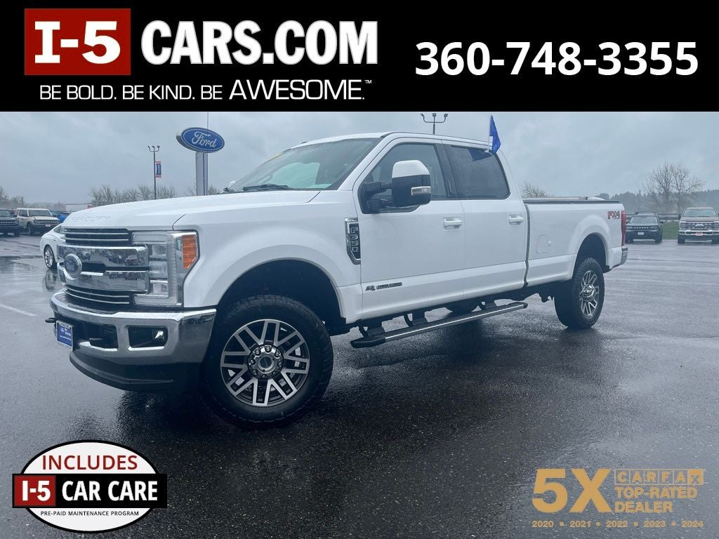 2017 Ford F-350SD Lariat in Oxford White — front three-quarter view